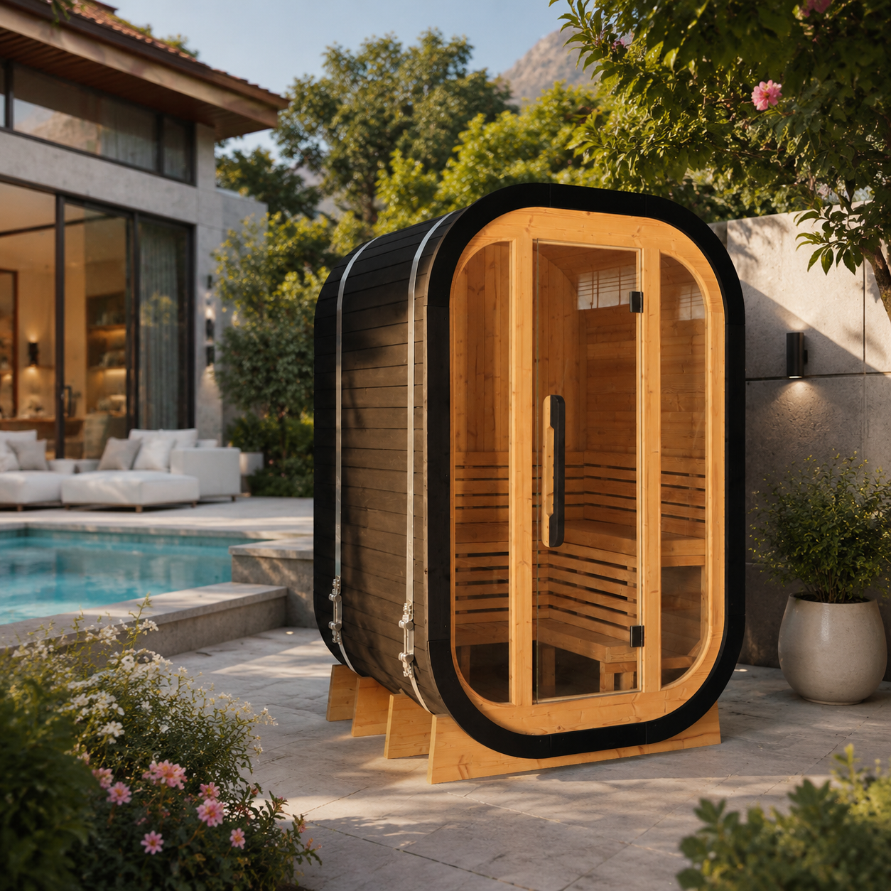 SIP-SQ Outdoor Sauna — 135 × 129 × 226 cm